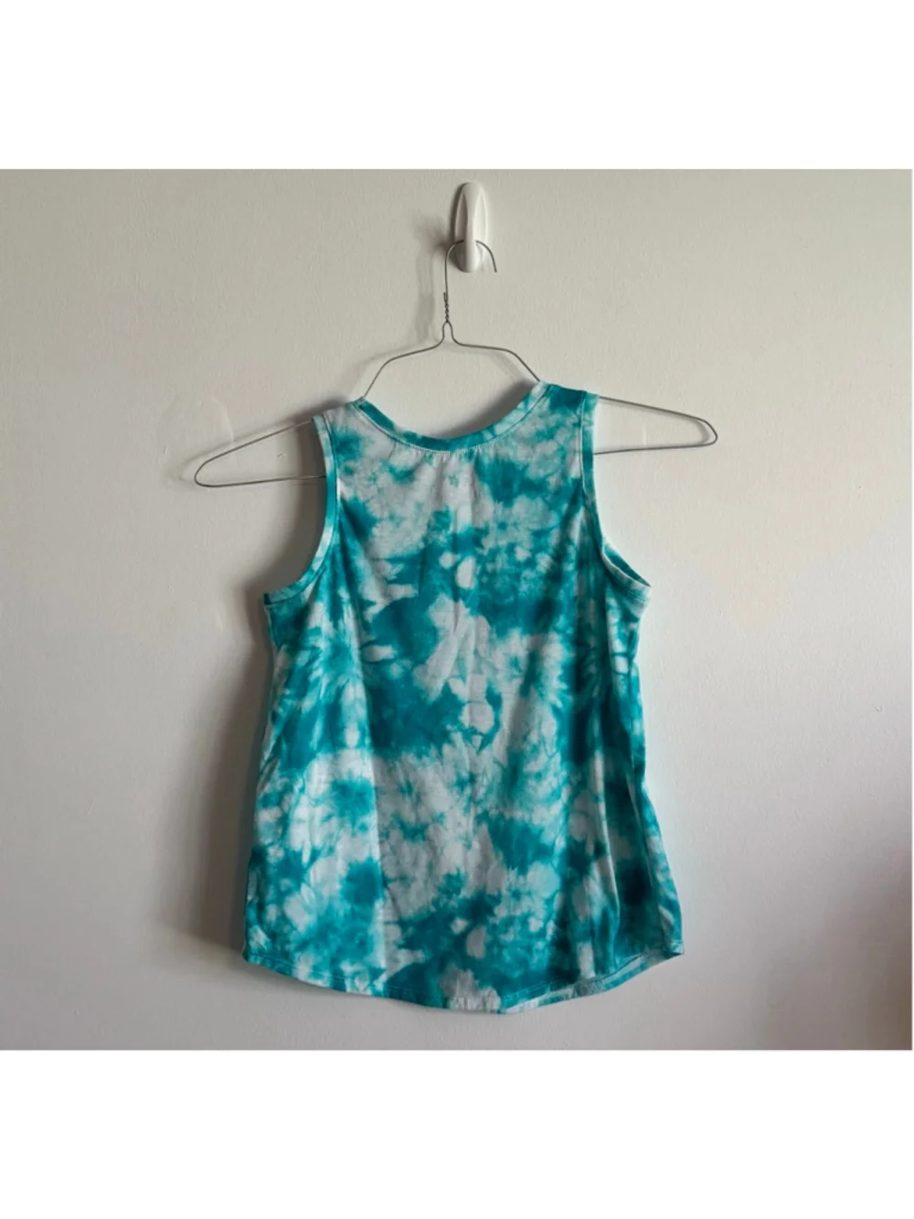 Girls Justice Teal White Tie-Dye Glitter Tank Top Size 10